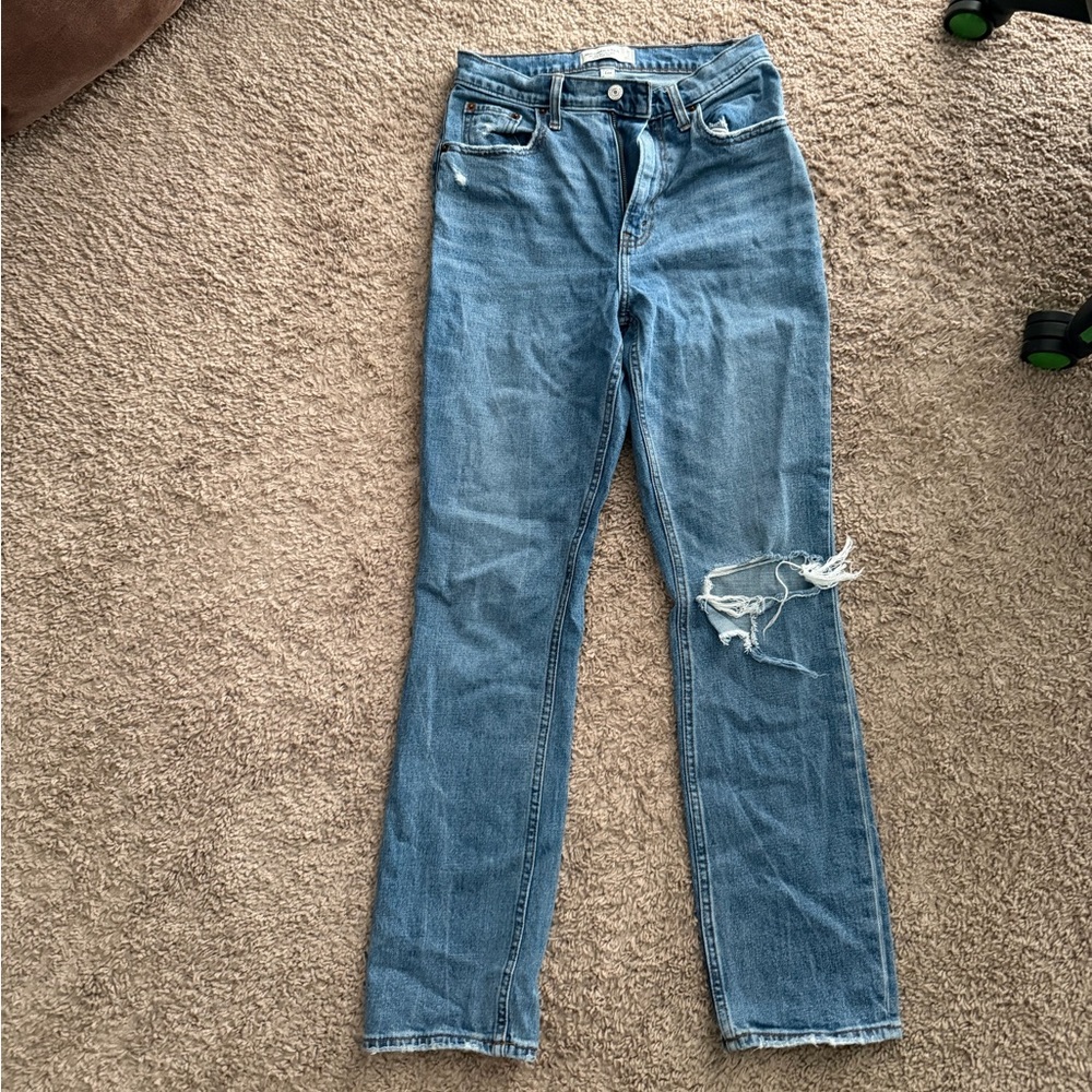 Abercrombie & Fitch Blue Distressed Skinny Jeans